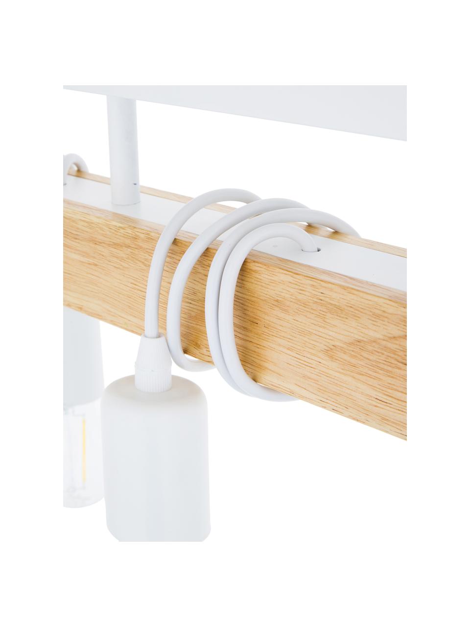 Faretti da soffitto in legno Townshend, Struttura: legno di albero della gom, Bianco, legno, Larg. 55 x Alt. 27 cm