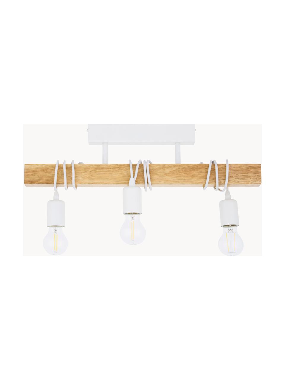 Faretti da soffitto in legno Townshend, Struttura: legno di albero della gom, Bianco, legno, Larg. 55 x Alt. 27 cm