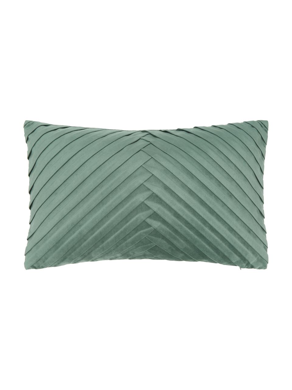 Zamatový poťah na vankúš so štruktúrovaným povrchom Lucie, 100 % zamat (polyester), Tmavozelená, Š 30 x D 50 cm