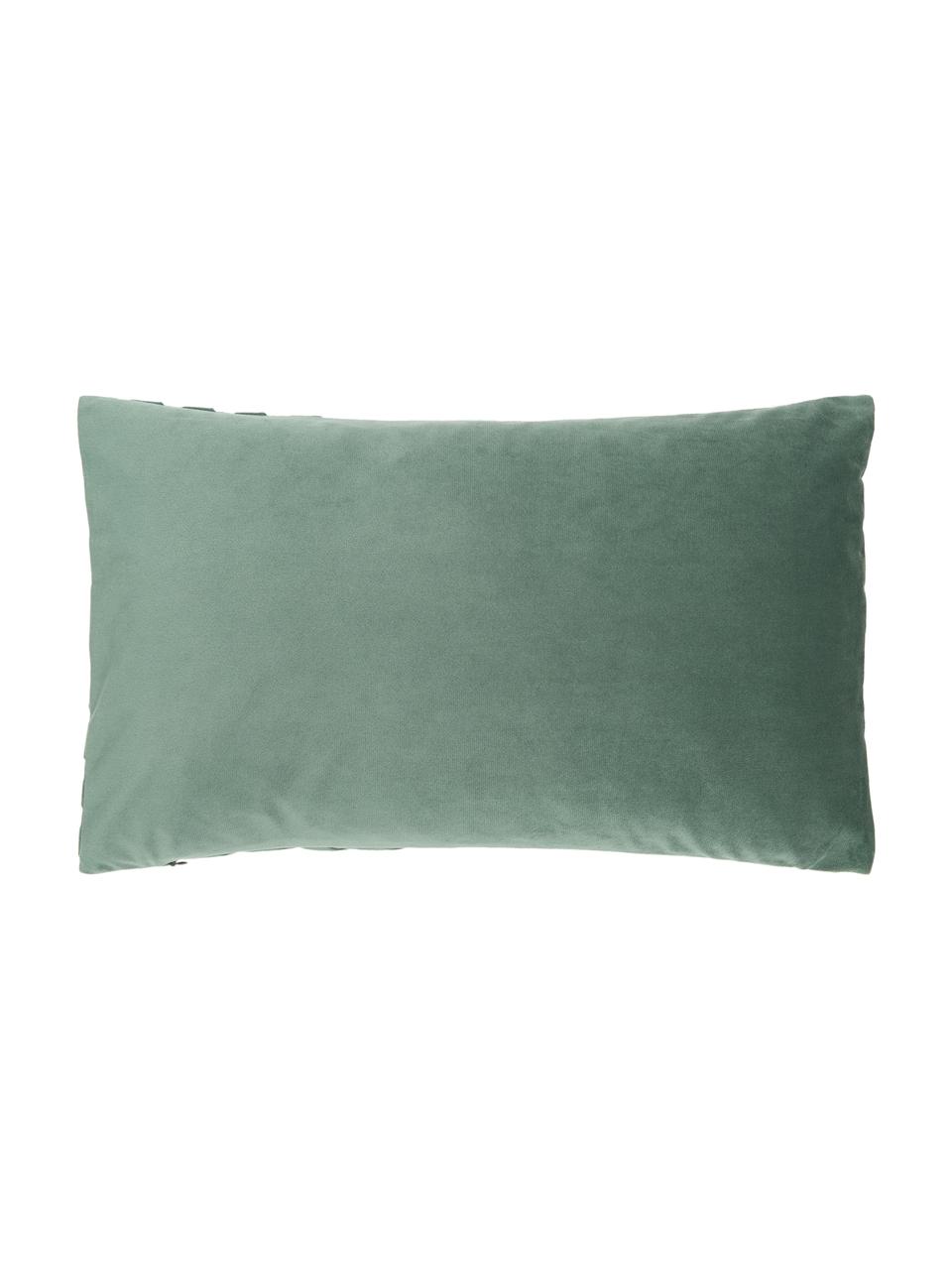 Zamatový poťah na vankúš so štruktúrovaným povrchom Lucie, 100 % zamat (polyester), Tmavozelená, Š 30 x D 50 cm