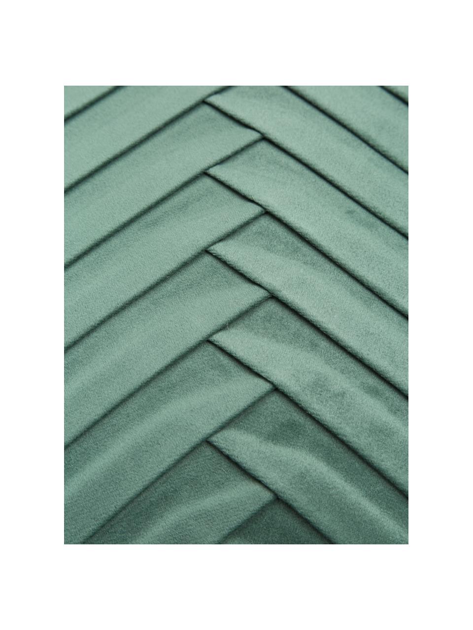 Housse de coussin en velours vert foncé Lucie, 100 % velours de polyester, Vert foncé, larg. 30 x long. 50 cm