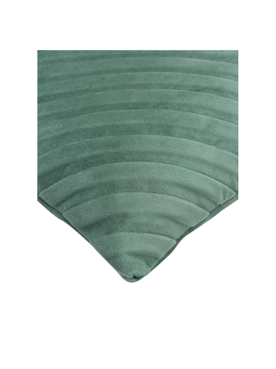 Housse de coussin en velours vert foncé Lucie, 100 % velours de polyester, Vert foncé, larg. 30 x long. 50 cm