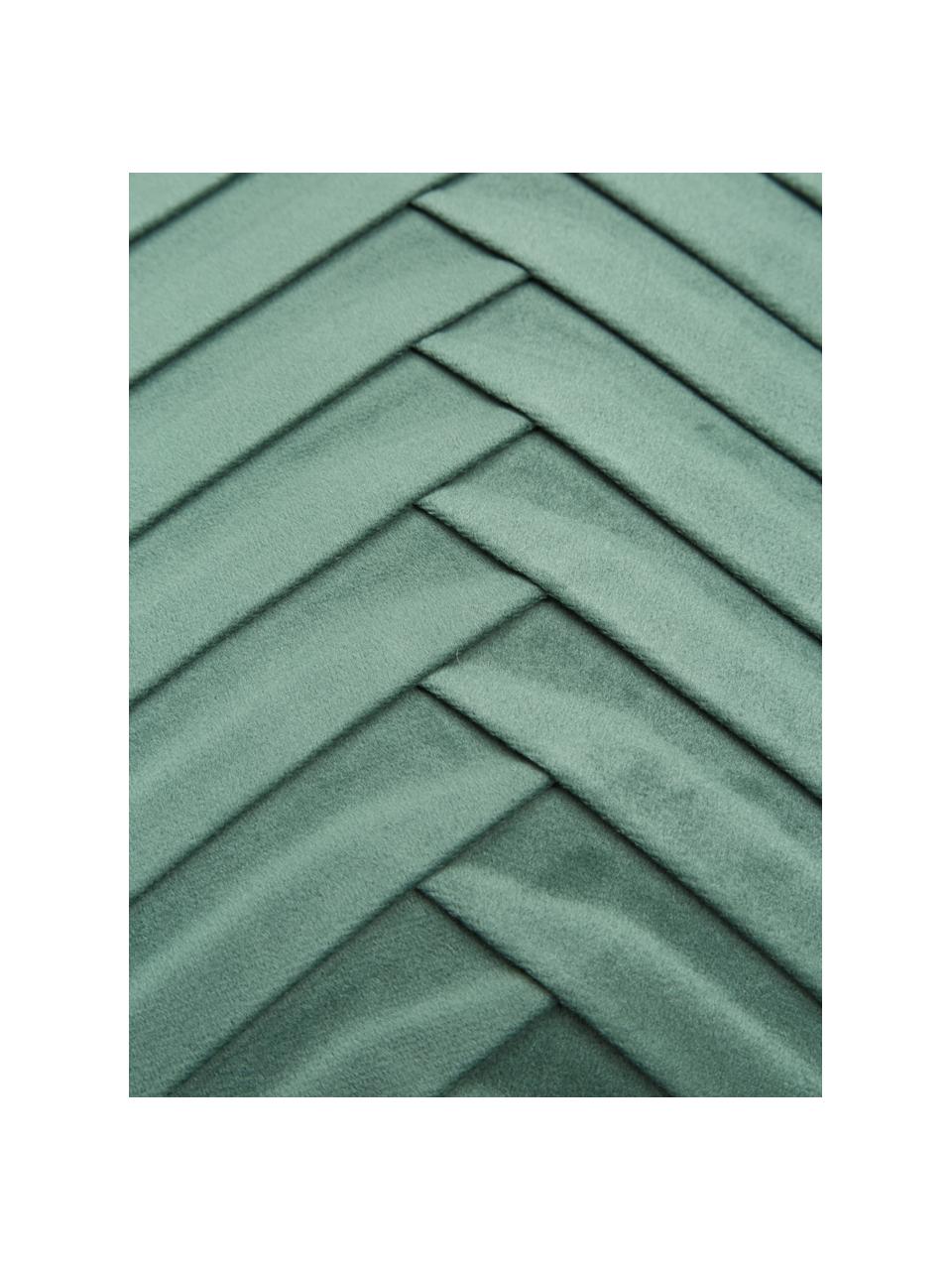 Funda de cojín de terciopelo texturizada Lucie, 100% terciopelo (poliéster), Verde oscuro, An 30 x L 50 cm