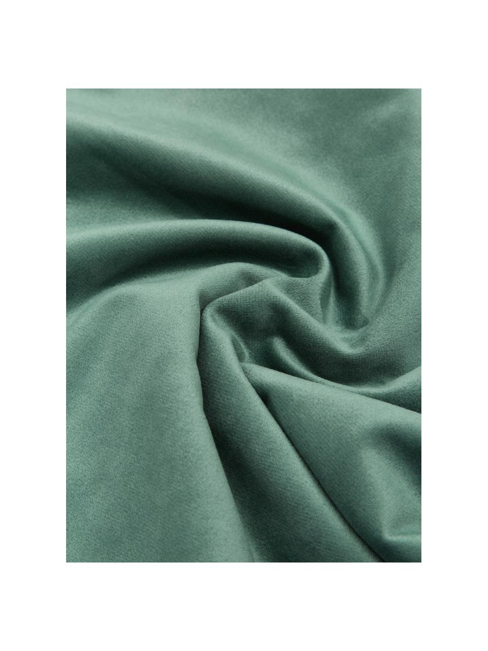 Fluwelen kussenhoes Lucie in donkergroen met structuur-oppervlak, 100% fluweel (polyester), Donkergroen, B 30 x L 50 cm