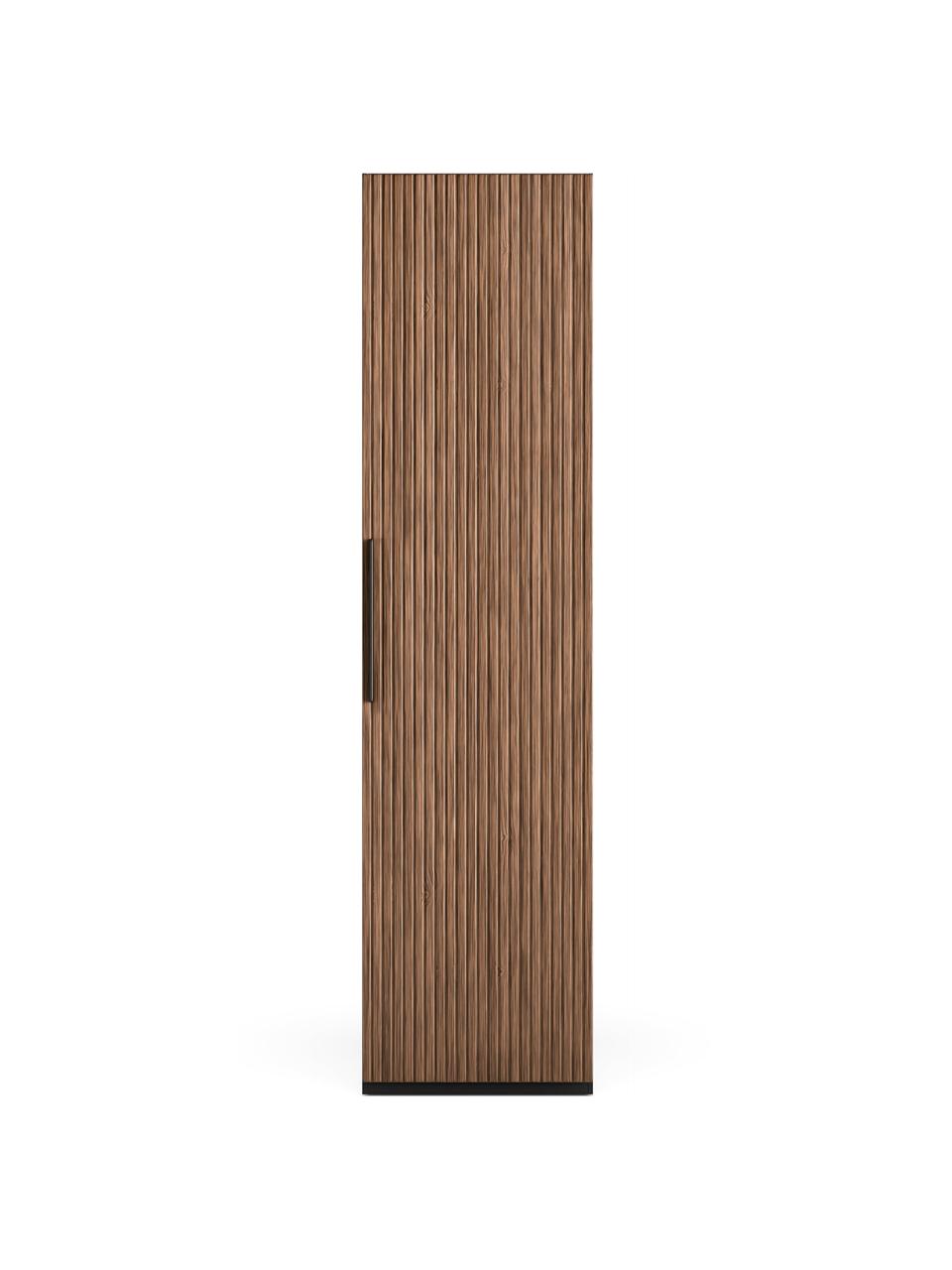 Armario modular Simone, 1 puerta (50 cm), diferentes variantes, Estructura: aglomerado con certificad, Aspecto madera de nogal, negro, Interior Basic (An 50 x Al 200 cm)