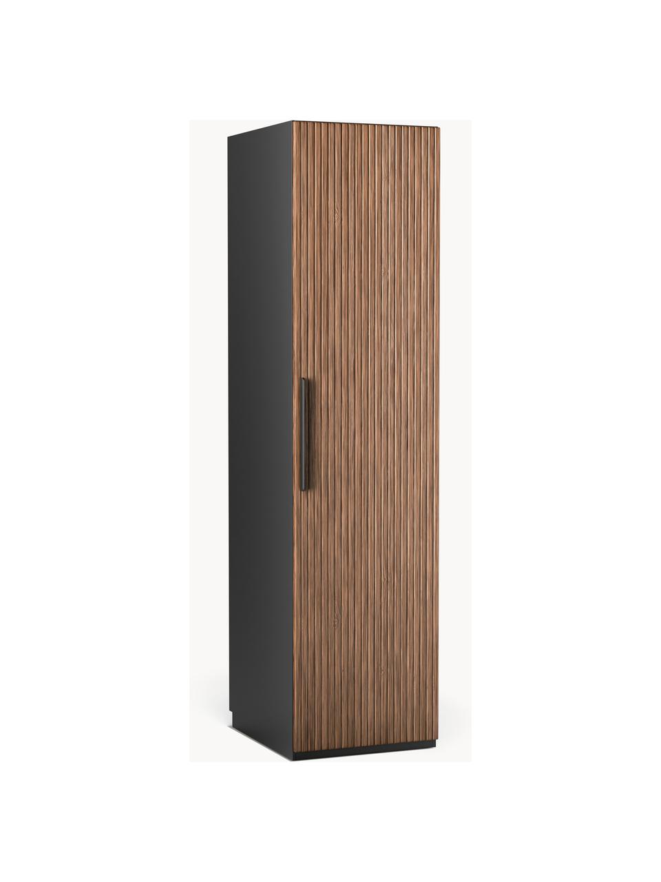 Armario modular Simone, 1 puerta (50 cm), diferentes variantes, Estructura: tablero aglomerado revest, Aspecto madera de nogal, negro, Interior Basic (An 50 x Al 200 cm)