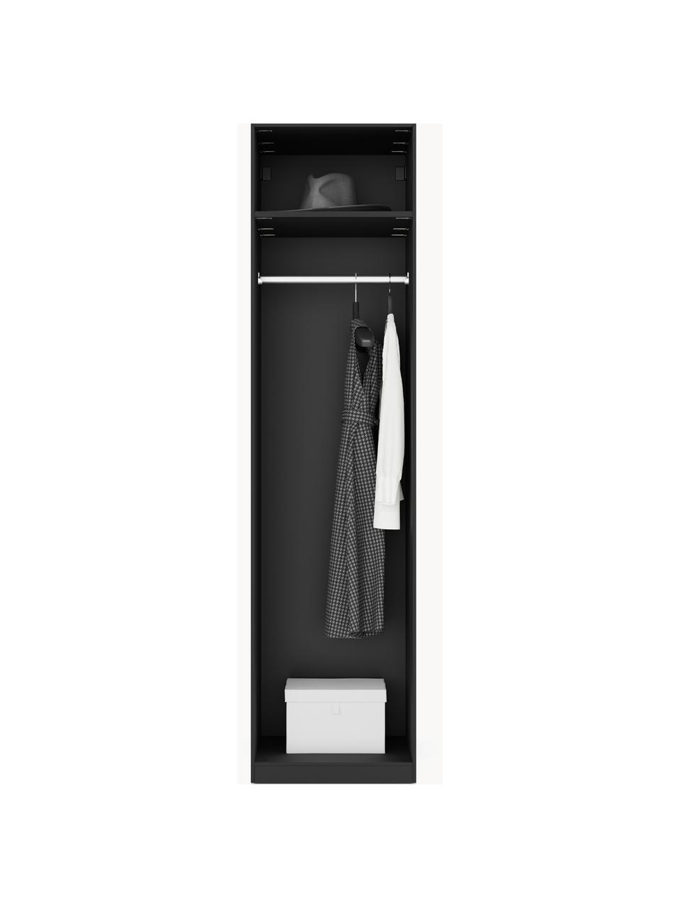 Armario modular Simone, 1 puerta (50 cm), diferentes variantes, Estructura: tablero aglomerado revest, Aspecto madera de nogal, negro, Interior Premium (An 50 x Al 236 cm)