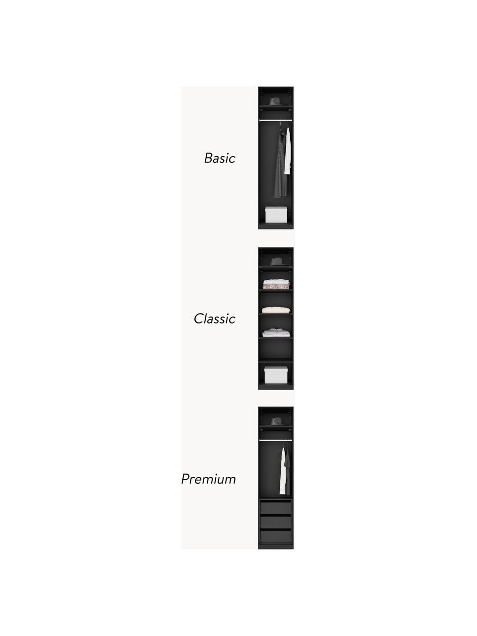 Modulaire draaideurkast Simone, 50 cm breed, diverse varianten, Frame: spaanplaat, FSC-gecertifi, Walnoothout optiek, zwart, Basis interieur, B 50 x H 200 cm