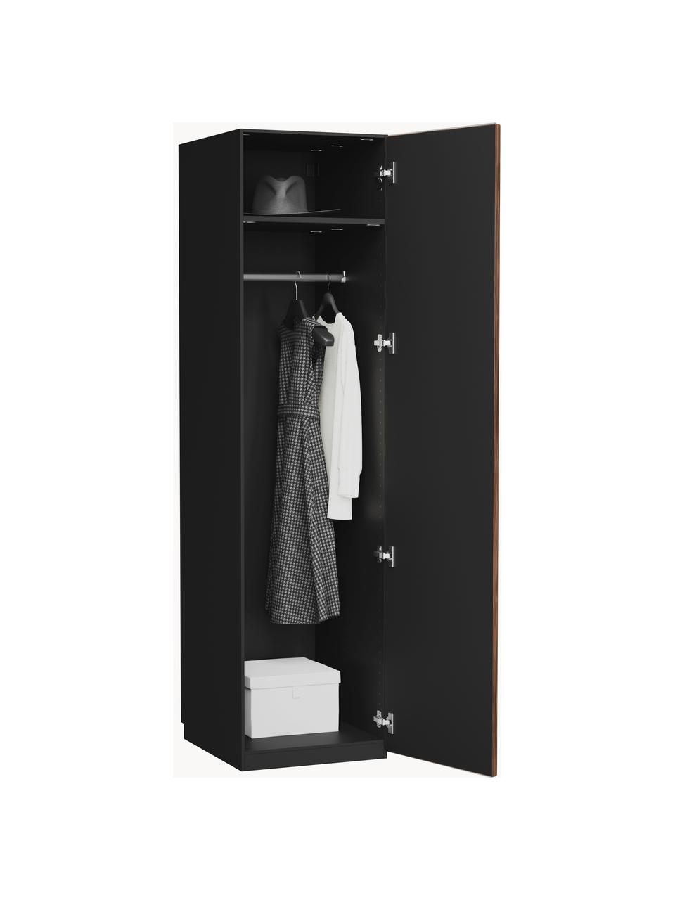 Modulární skříň ve vzhledu ořechového dřeva s otočnými dveřmi Simone, šířka 50 cm, více variant, Vzhled ořechového dřeva, černá, Interiér Basic, Š 50 x V 200 cm