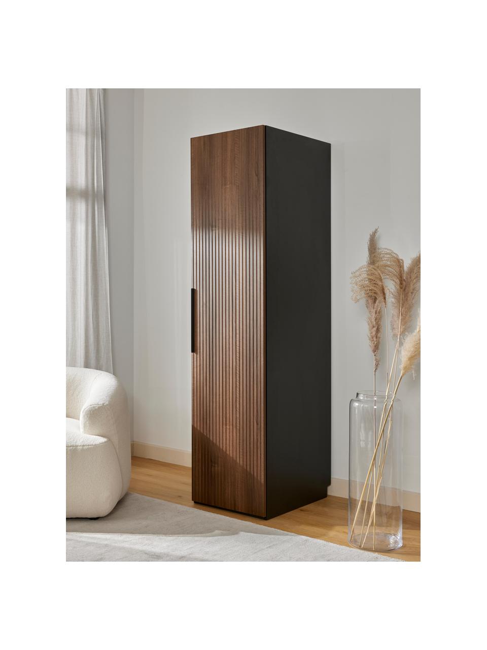 Armoire modulaire à portes battantes Simone, larg. 50 cm, plusieurs variantes, Aspect bois de noyer, noir, Basic Interior, larg. 50 x haut. 236 cm