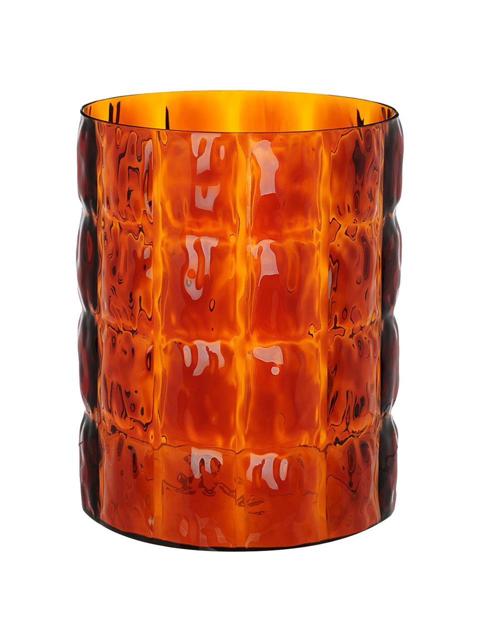 Vaso grande Matelasse, Vetro acrilico, Arancione trasparente, Ø 23 x Alt. 30 cm