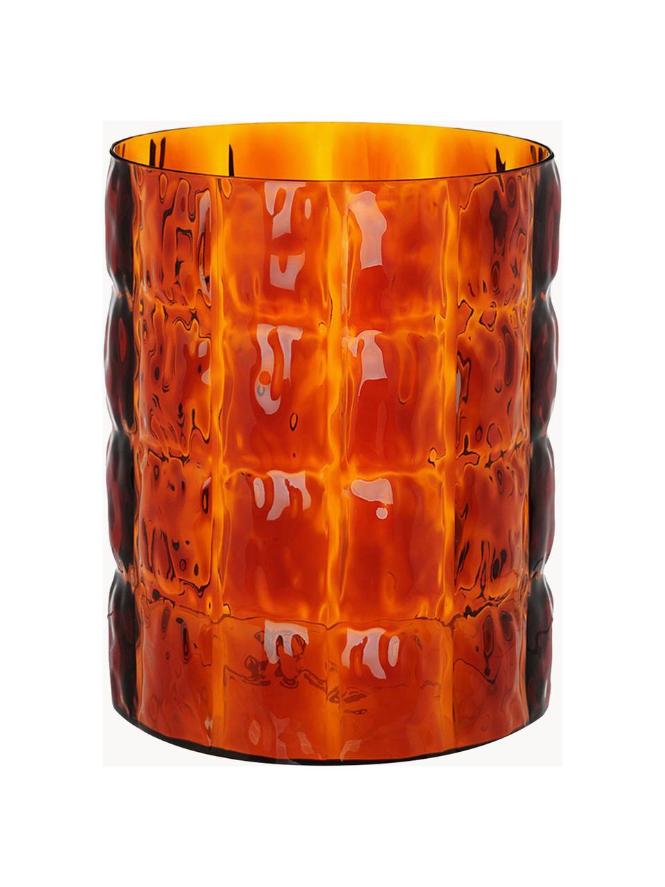 Vaso grande Matelasse, alt. 30 cm, Vetro acrilico, Arancione trasparente, Ø 23 x Alt. 30 cm