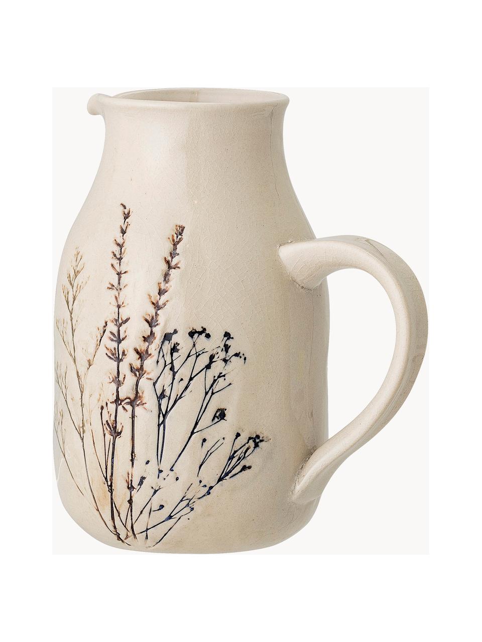 Carafe rustique artisanale avec émail craquelé Bea, 1,5 L, Grès cérame, Beige clair, 1,5 l