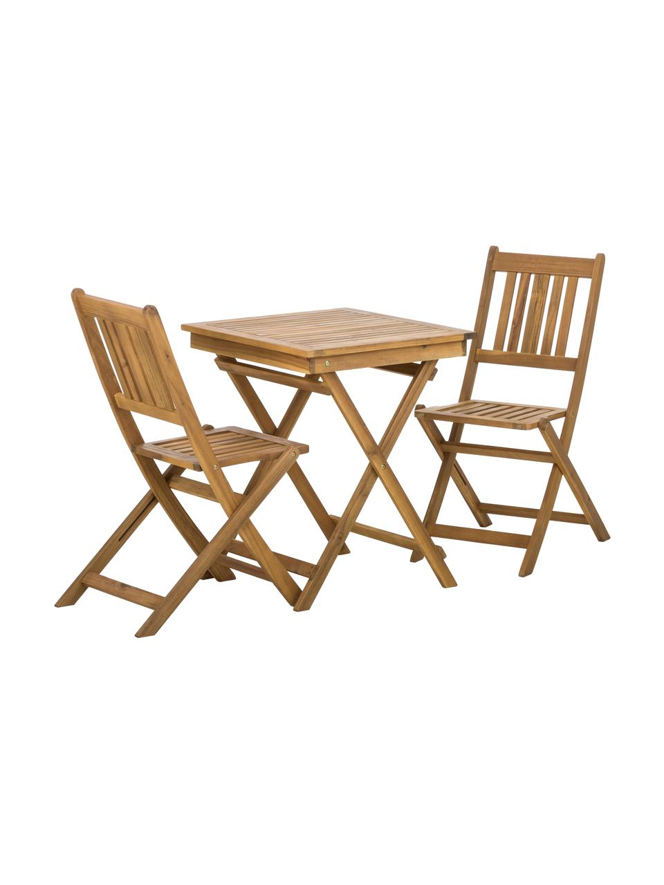 Set tavolo e sedie da giardino in legno di acacia Skyler 3 pz, Marrone, Set in varie misure