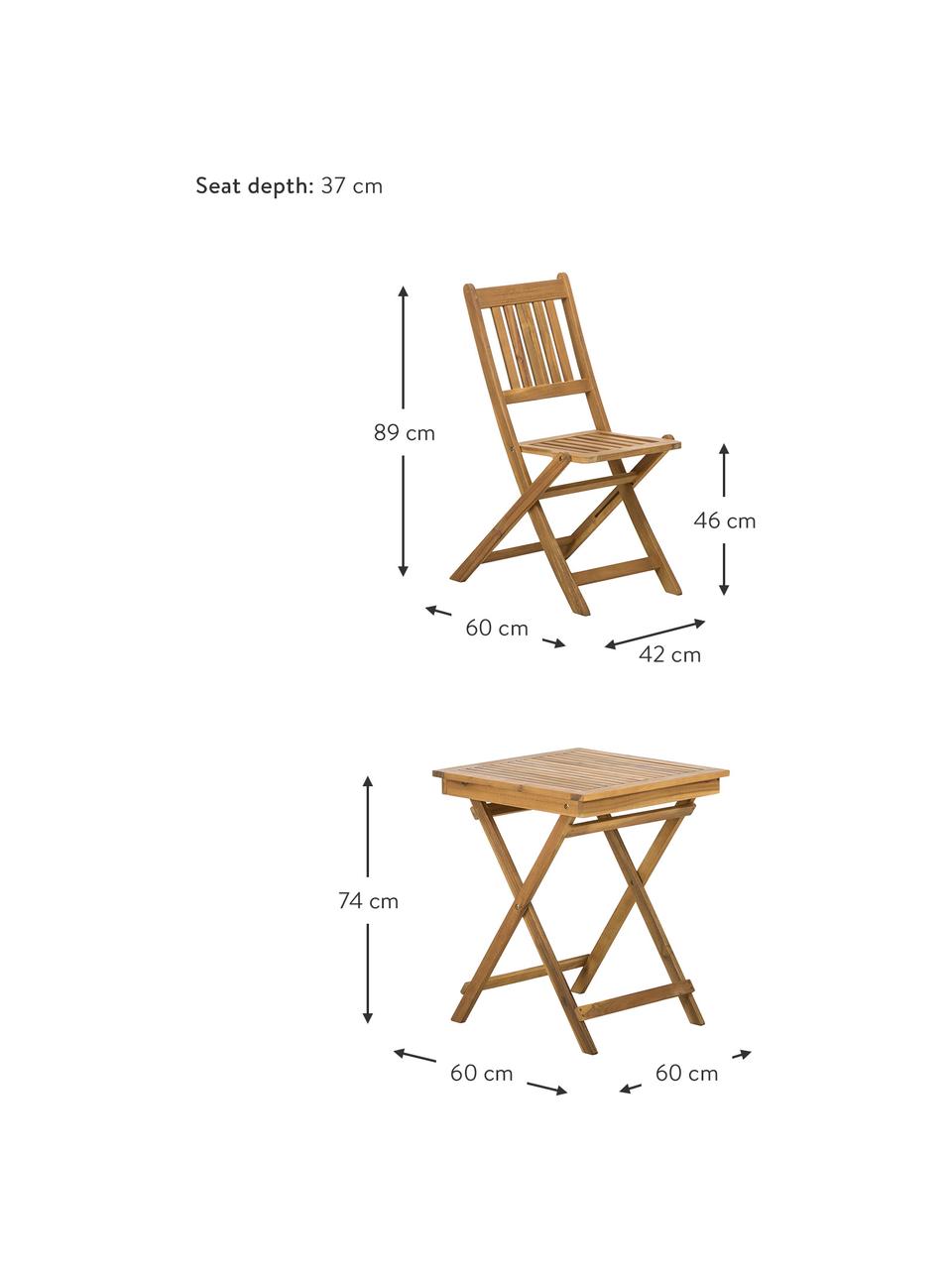 Gartenmöbel Set Skyler aus Akazienholz, 3-tlg., Braun, Set mit verschiedenen Grössen