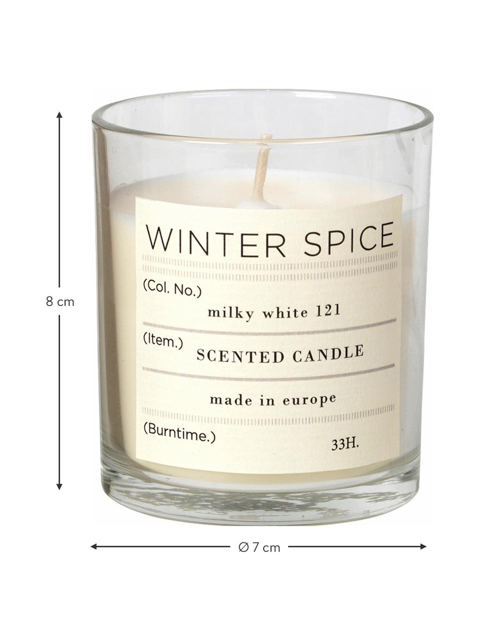Vonná svíčka Winter (skořice), Nádoba: transparentní Vonná svíčka: bílá, Ø 8 cm, V 8 cm