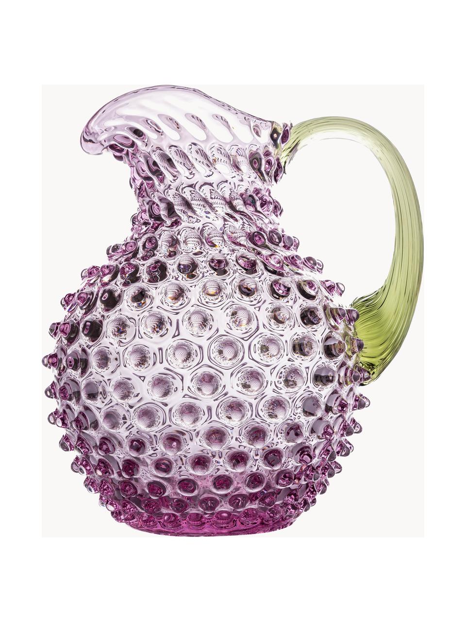 Cruche soufflée bouche avec structure cloutée Paris, 2 L, Verre, Violet, vert olive, 2 L