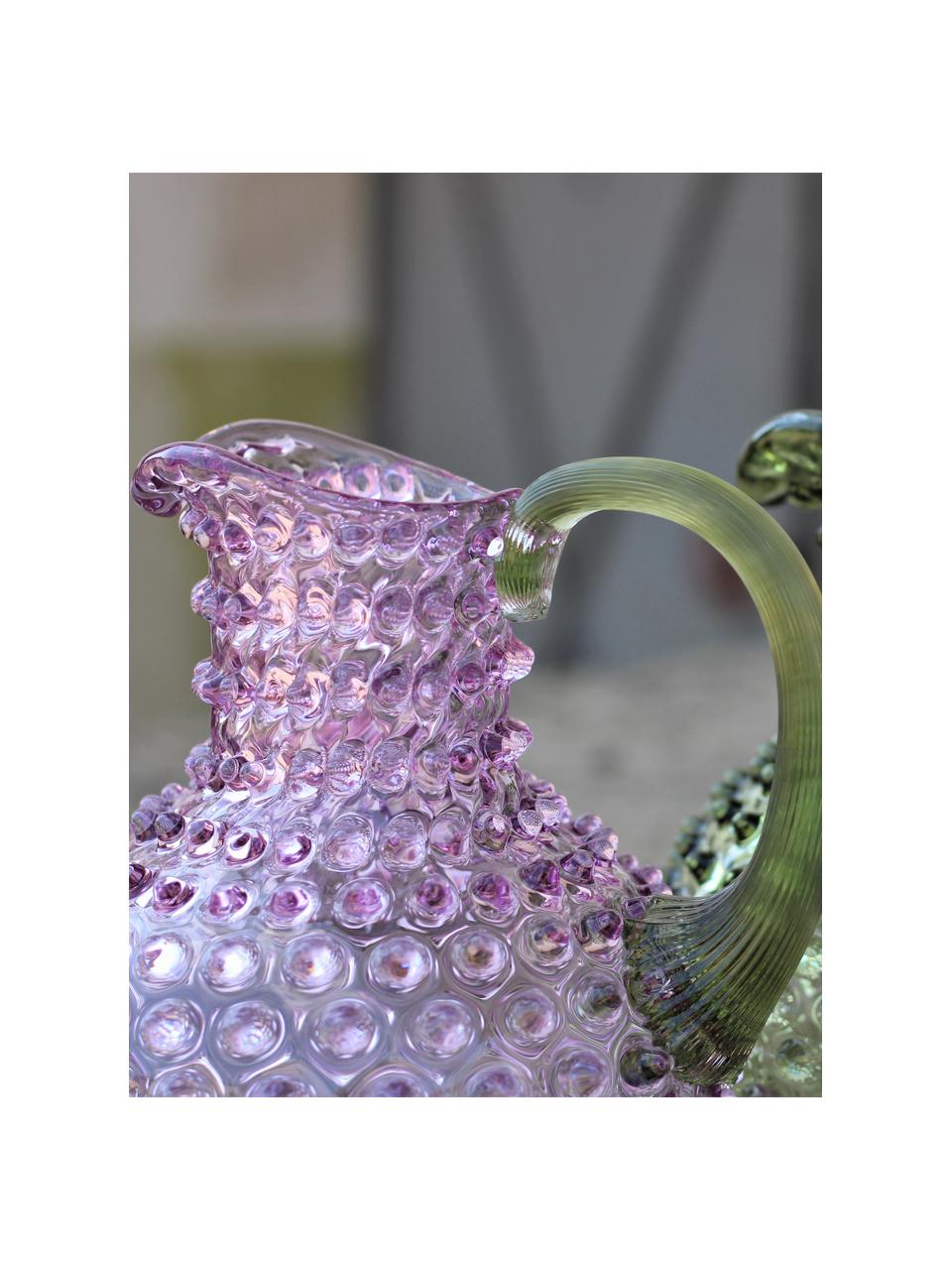 Cruche soufflée bouche avec structure cloutée Paris, 2 L, Verre, Violet, vert olive, 2 L