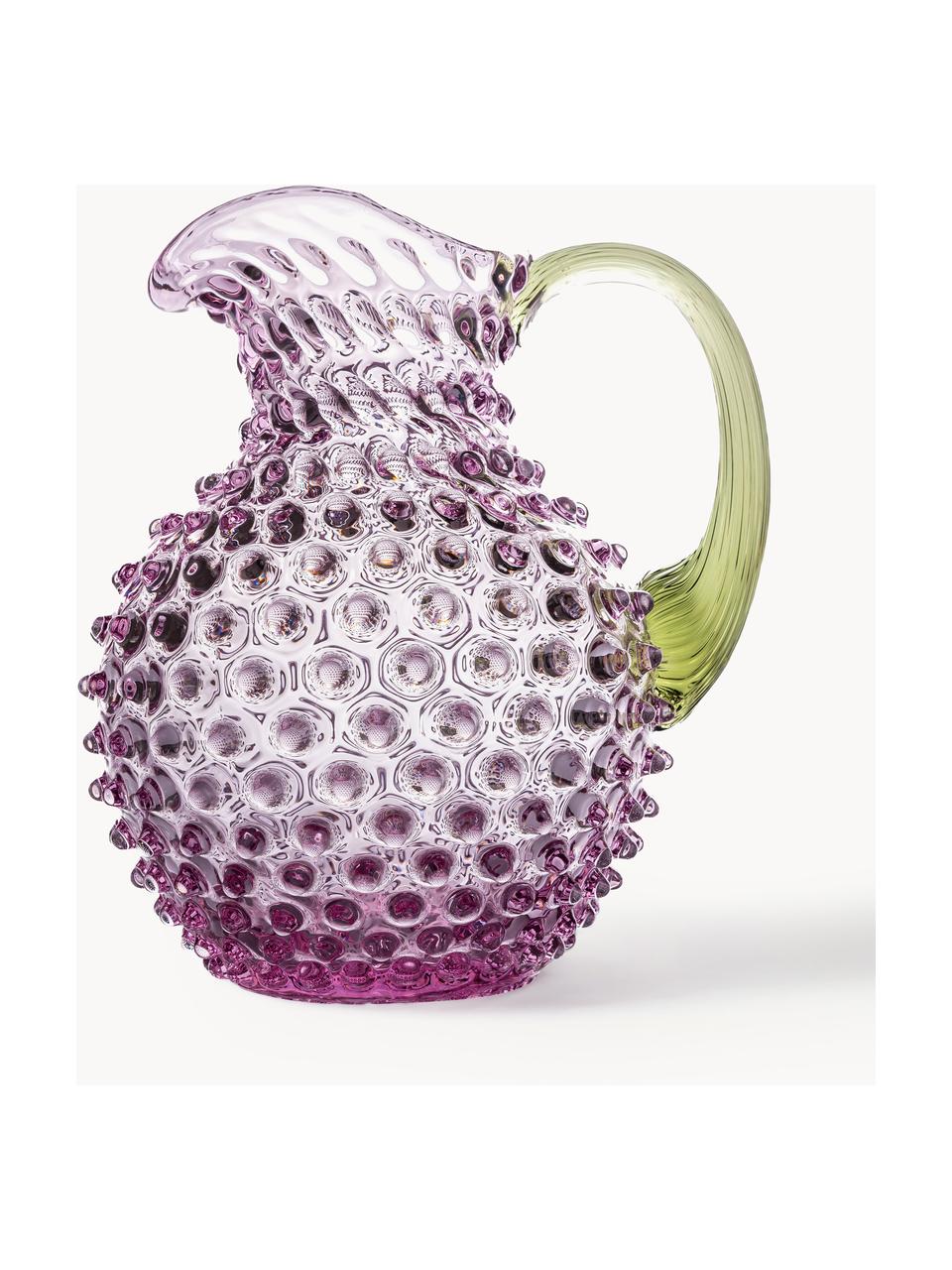 Mundgeblasener Krug Hobnail, 2 L, Glas, mundgeblasen, Lila, Olivgrün, transparent, 2 L