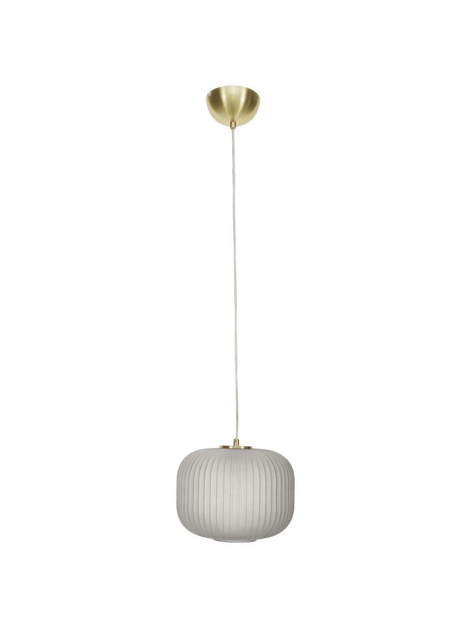 Kleine hanglamp Sober met glazen lampenkap, Lampenkap: glas, Baldakijn: geborsteld metaal, Decoratie: geborsteld metaal, Grijs, Ø 25 x H 22 cm