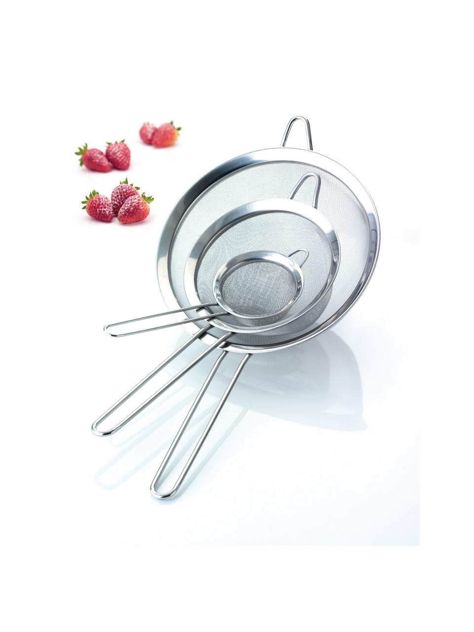 Küchensieb-Set Meno aus Edelstahl, 3er-Set, Edelstahl, Silberfarben, Set mit verschiedenen Größen