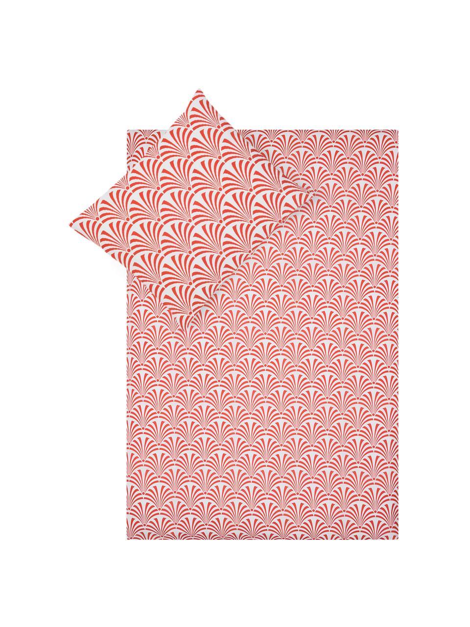 Dubbelzijdig dekbedovertrek Crone, Katoen, Bovenzijde: rood, wit. Onderzijde: wit, 140 x 200 cm