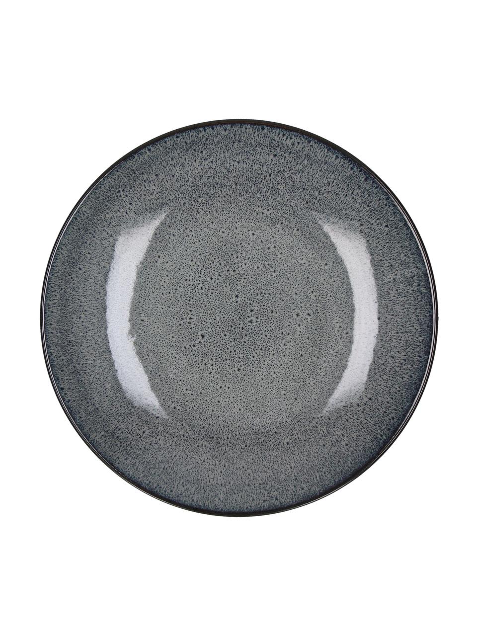 Platos postre de gres Mirha, 4 uds., Gres, Gris oscuro, Ø 22 cm