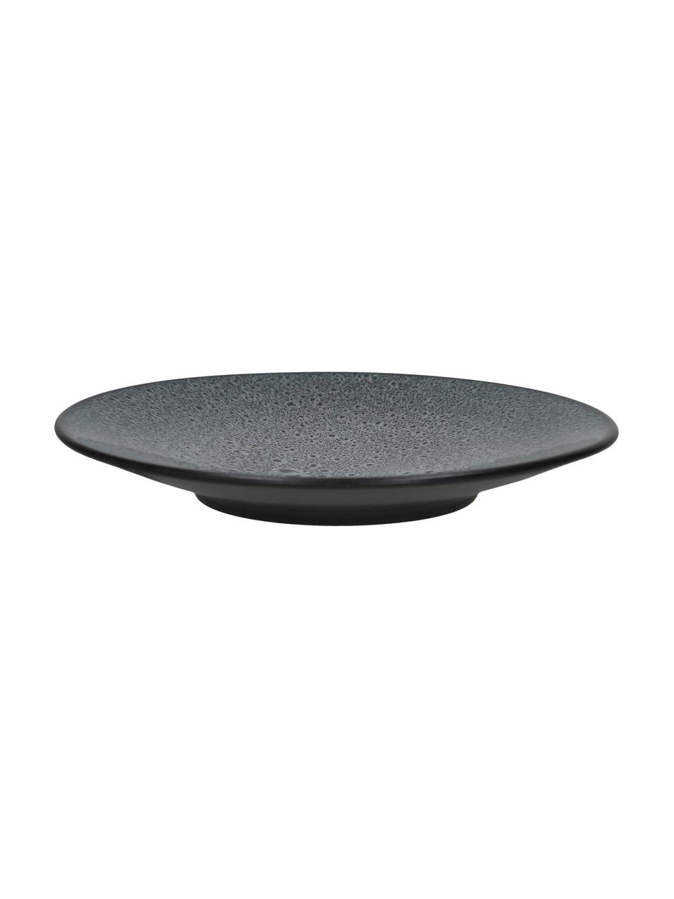 Platos postre de gres Mirha, 4 uds., Gres, Gris oscuro, Ø 22 cm