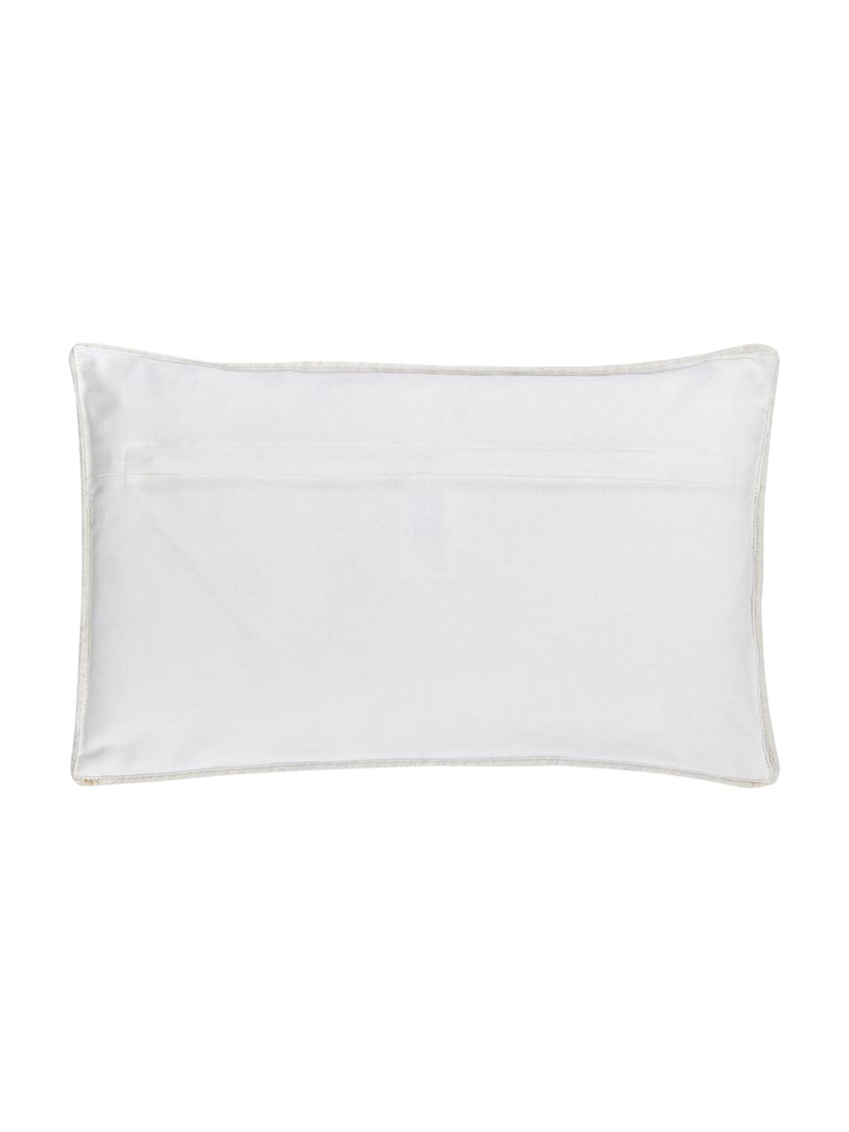 Housse de coussin rectangulaire en jute Faeka, Beige, blanc, larg. 30 x long. 50 cm