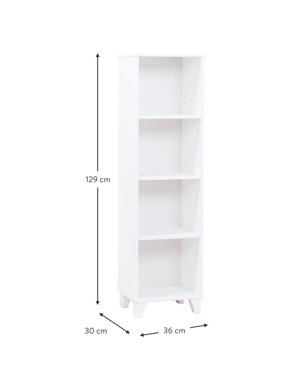 Regał z drewna sosnowego Marie, Lite drewno sosnowe z certyfikatem FSC, sklejka, Biały, S 36 x W 129 cm