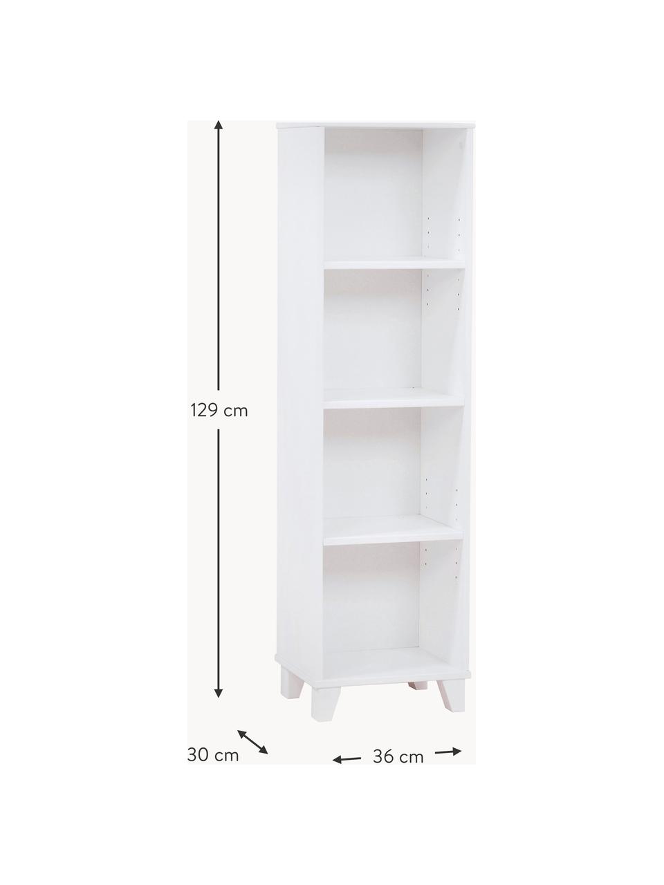 Libreria per bambini in legno di pino Marie, Legno di pino massiccio, compensato

Questo prodotto è realizzato con legno di provenienza sostenibile e certificato FSC®., Legno di pino laccato bianco, Larg. 36 x Alt. 129 cm