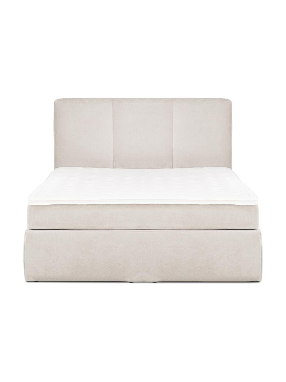 Cama continental Oberon, Patas: plástico, Tejido beige, An 160 x L 200  cm, dureza H2