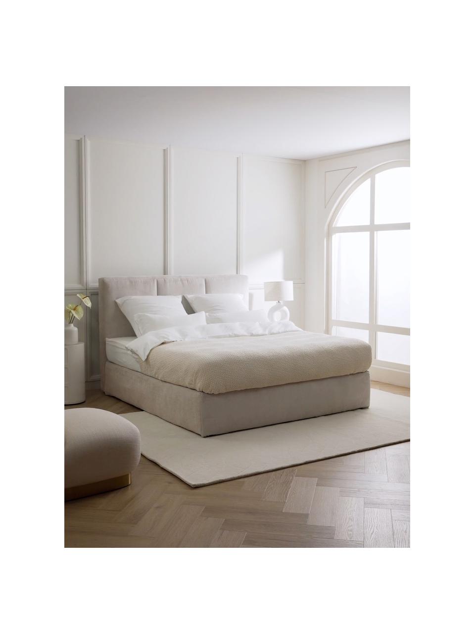 Boxspring postel Oberon, Béžová, 180 x 200 cm, stupeň tvrdosti H2
