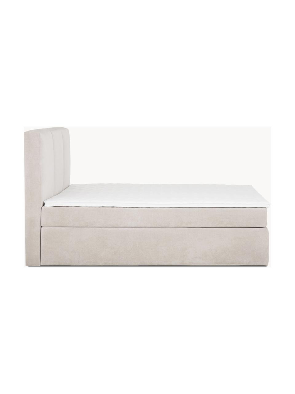 Boxspringbed Oberon, Matras: 5-zones pocketvering, Poten: kunststof Dit product is , Geweven stof beige, B 160 x L 200 cm, hardheidsgraad H2