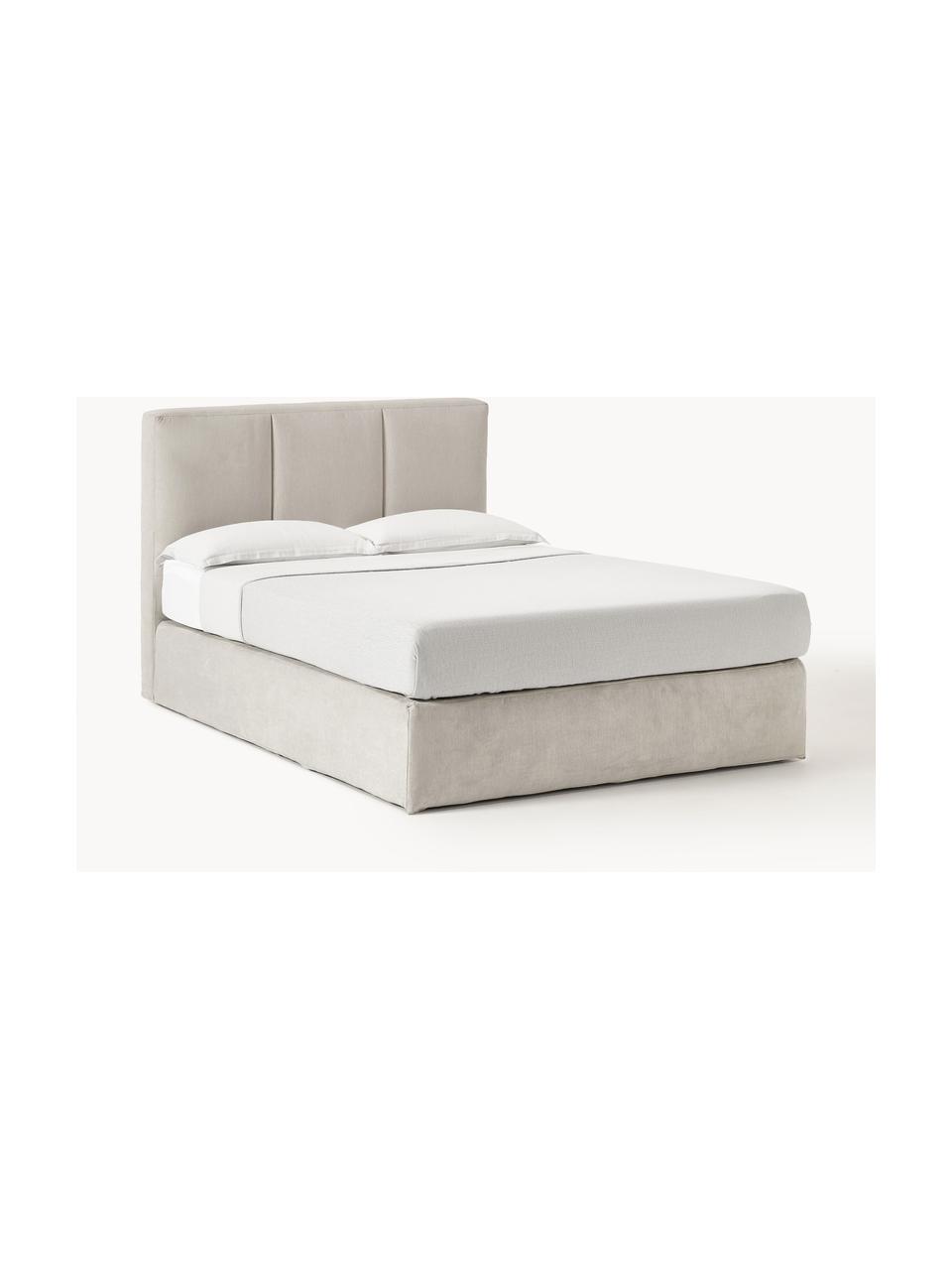 Letto boxspring Oberon, Materasso: nucleo a 5 zone di molle , Piedini: plastica Questo prodotto , Tessuto beige, Larg. 160 x Lung. 200 cm, grado di durezza H2