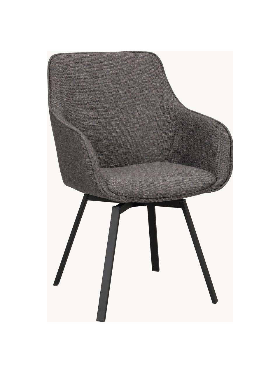 Čalouněná otočná židle s područkami s kovovými nohami Alison, Tmavě šedá, Š 58 cm, H 59 cm