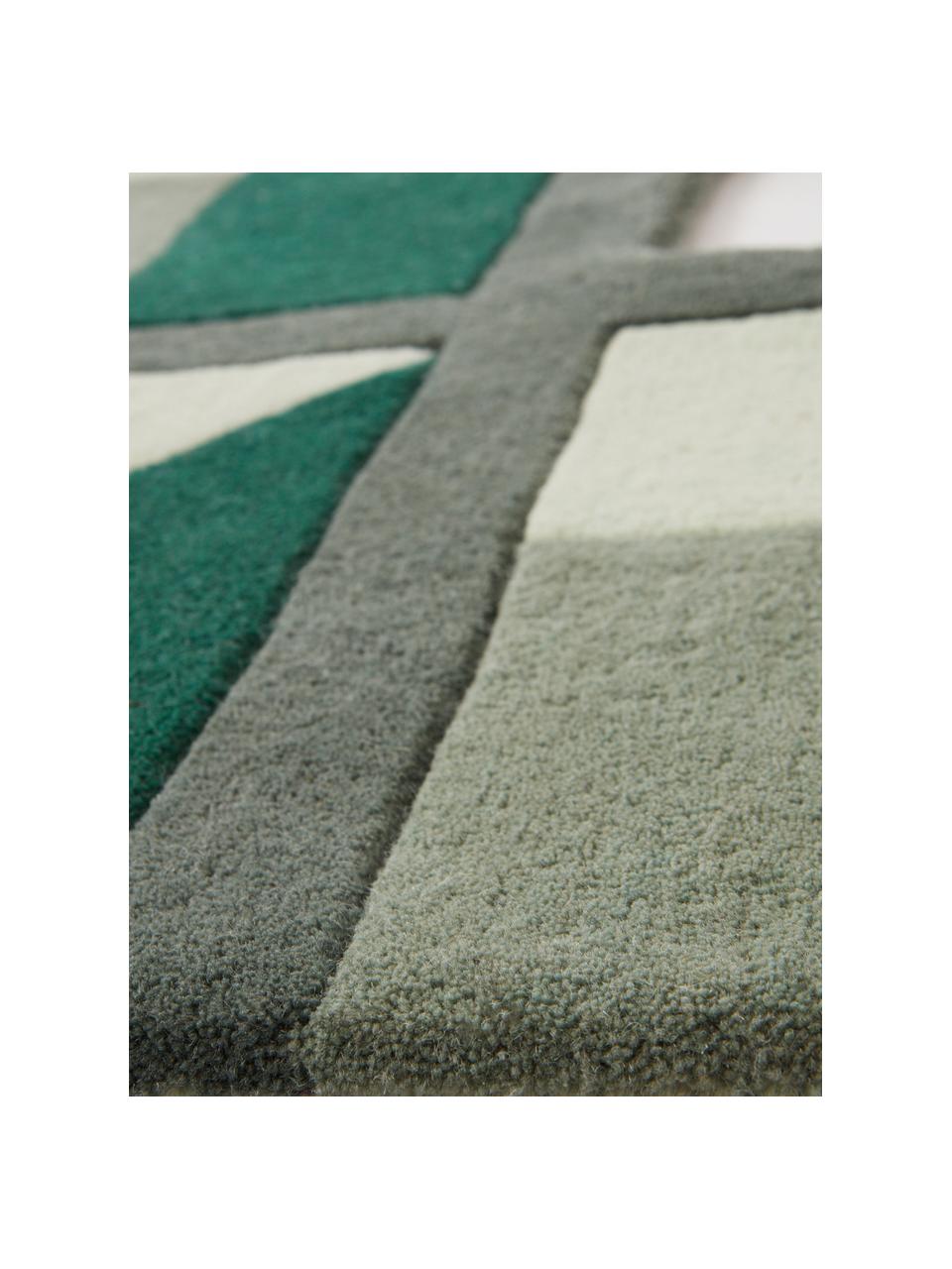 Ręcznie tuftowany dywan z wełny Agon, 100% wełna

Włókna dywanów wełnianych mogą nieznacznie rozluźniać się w pierwszych tygodniach użytkowania, co ustępuje po pewnym czasie, Odcienie zielonego, biały, S 200 x D 300 cm (Rozmiar L)