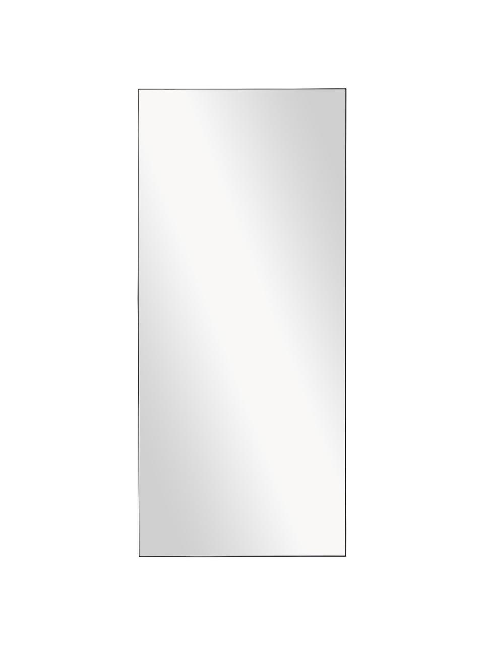 Specchio grande a figura intera Cato, Cornice: metallo rivestito, Retro: pannello di fibra a media, Superficie dello specchio: lastra di vetro, Nero, Larg. 80 x Alt. 180 cm