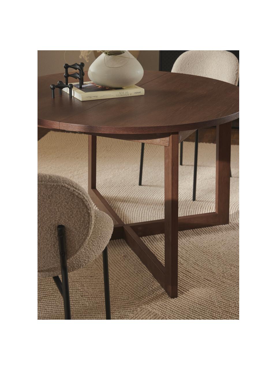 Mesa de comedor extensible Bennet, 115-215 x 75 cm, Tablero: fibras de densidad media , Patas: madera de roble maciza ba, Madera de roble pintada marrón oscuro, An 115/215 x F 115