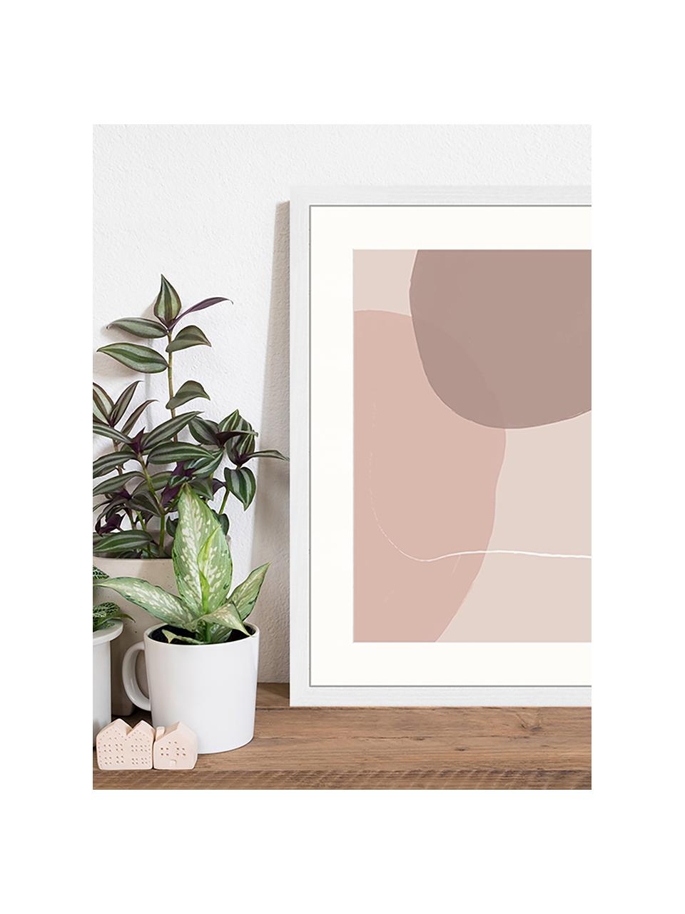 Gerahmter Digitaldruck Abstract Pink, Bild: Digitaldruck auf Papier, , Rahmen: Holz, lackiert, Front: Plexiglas, Mehrfarbig, B 43 x H 53 cm