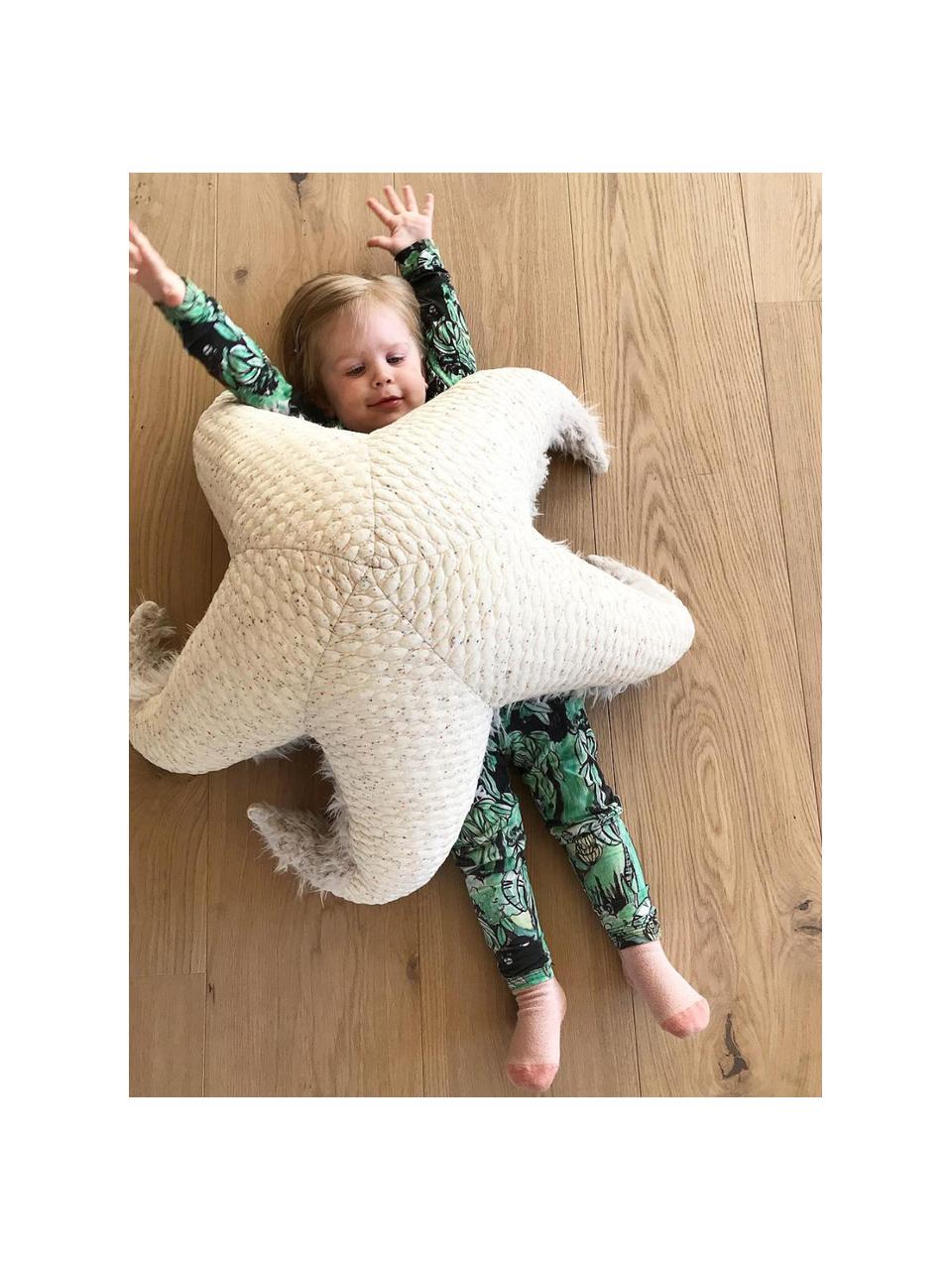 Handgefertigtes Kuschelkissen SeaStar, B 95 cm, Unten: Kunstpelz (100 % Polyeste, Cremeweiss gesprenkelt, Hellbeige, B 95 x H 26 cm