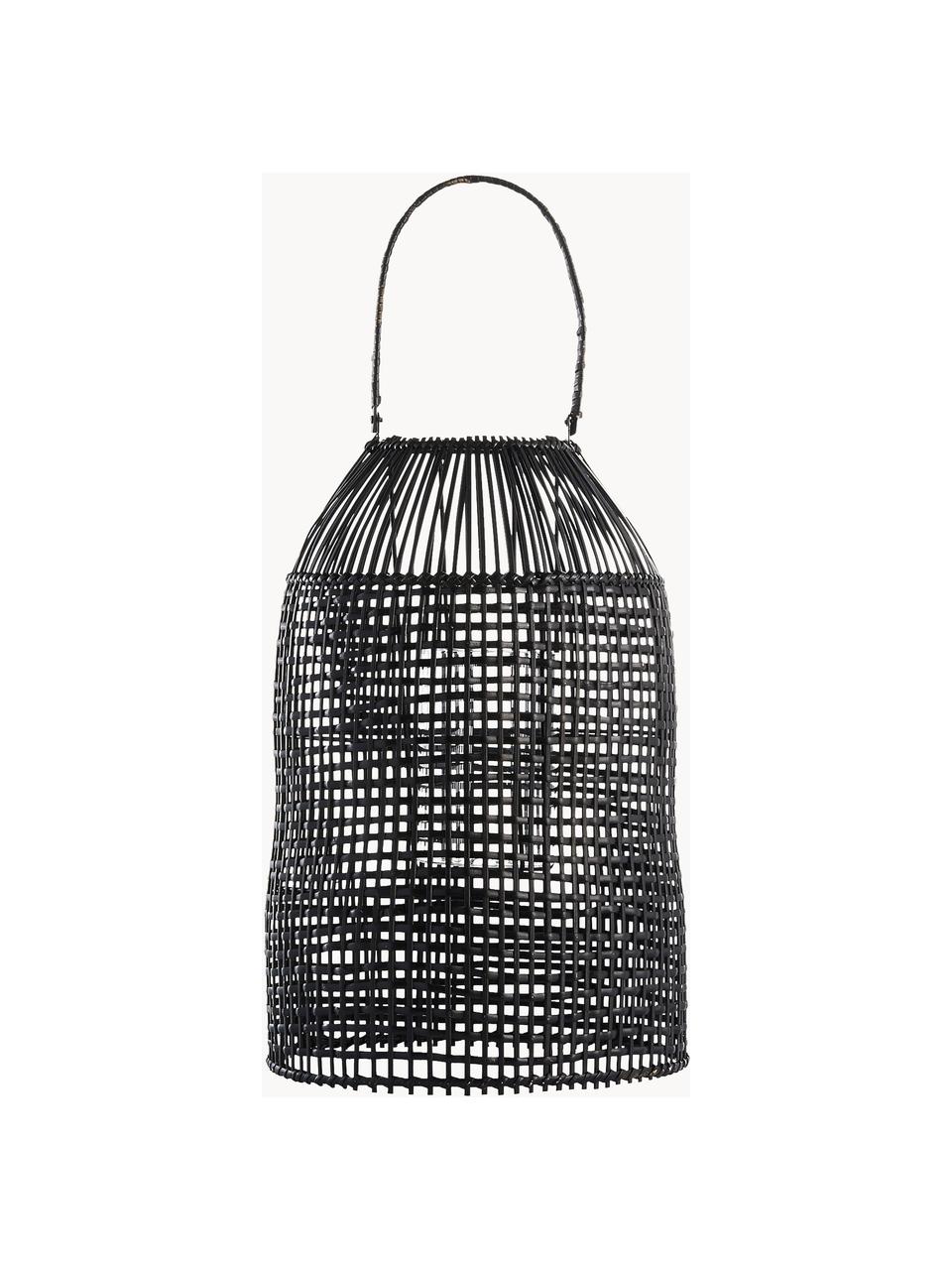 Handgefertigte Laterne Hazel aus Rattan, Gestell: Rattan, beschichtet, Schwarz, Ø 30 x H 45 cm