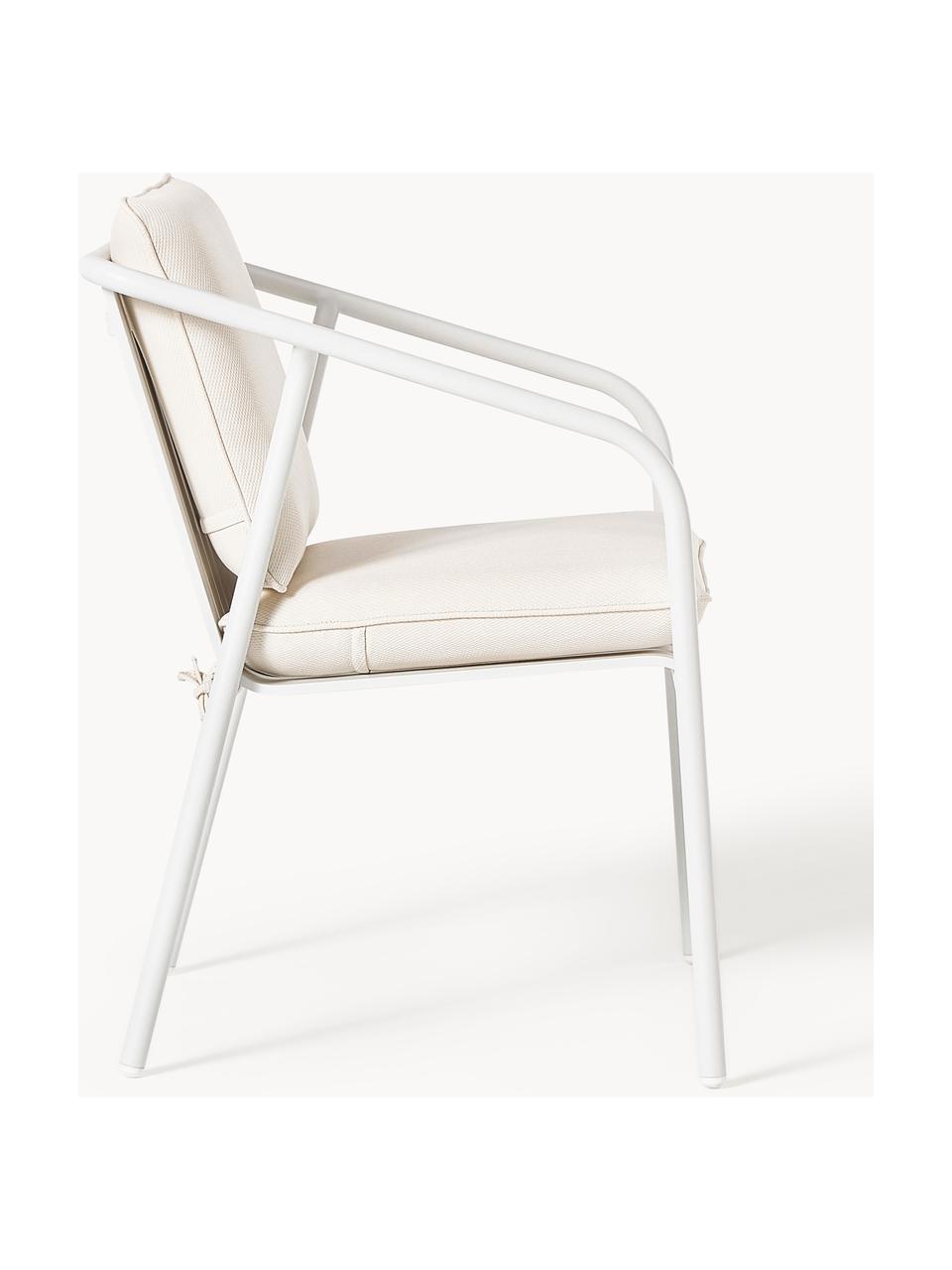 Tuin armstoel Caio, Bekleding: 100% polyester Met 20.000, Frame: aluminium, Gebroken wit, wit, B 69 x D 60 cm