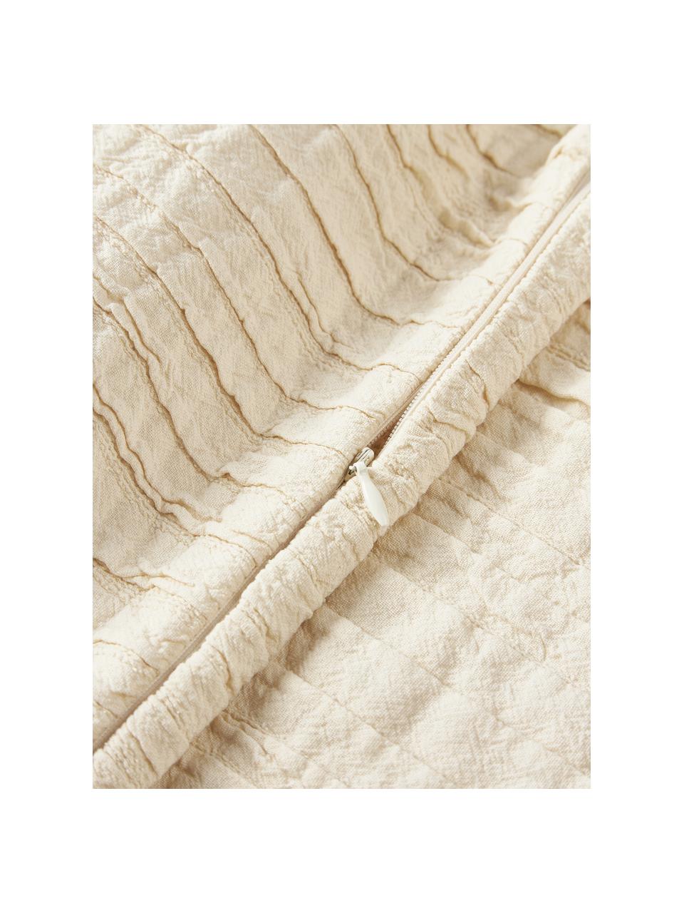 Funda de cojín de algodón con plisado Artemis, 99% algodón, 1% poliéster, Blanco crema, An 30 x L 50 cm