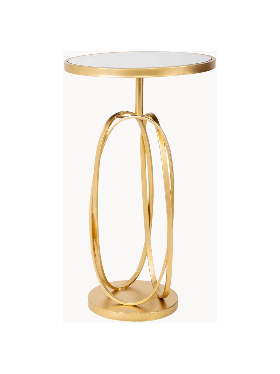 Okrúhly odkladací stolík so sklenenou doskou Serina, Odtiene zlatej, zrkadlové sklo, Ø 36 x V 61 cm