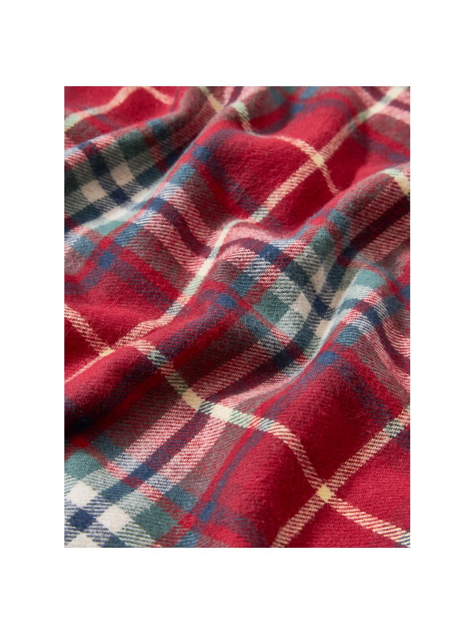 Funda de almohada de franela a cuadros Linsay, Rojo, verde, An 45 x L 110 cm