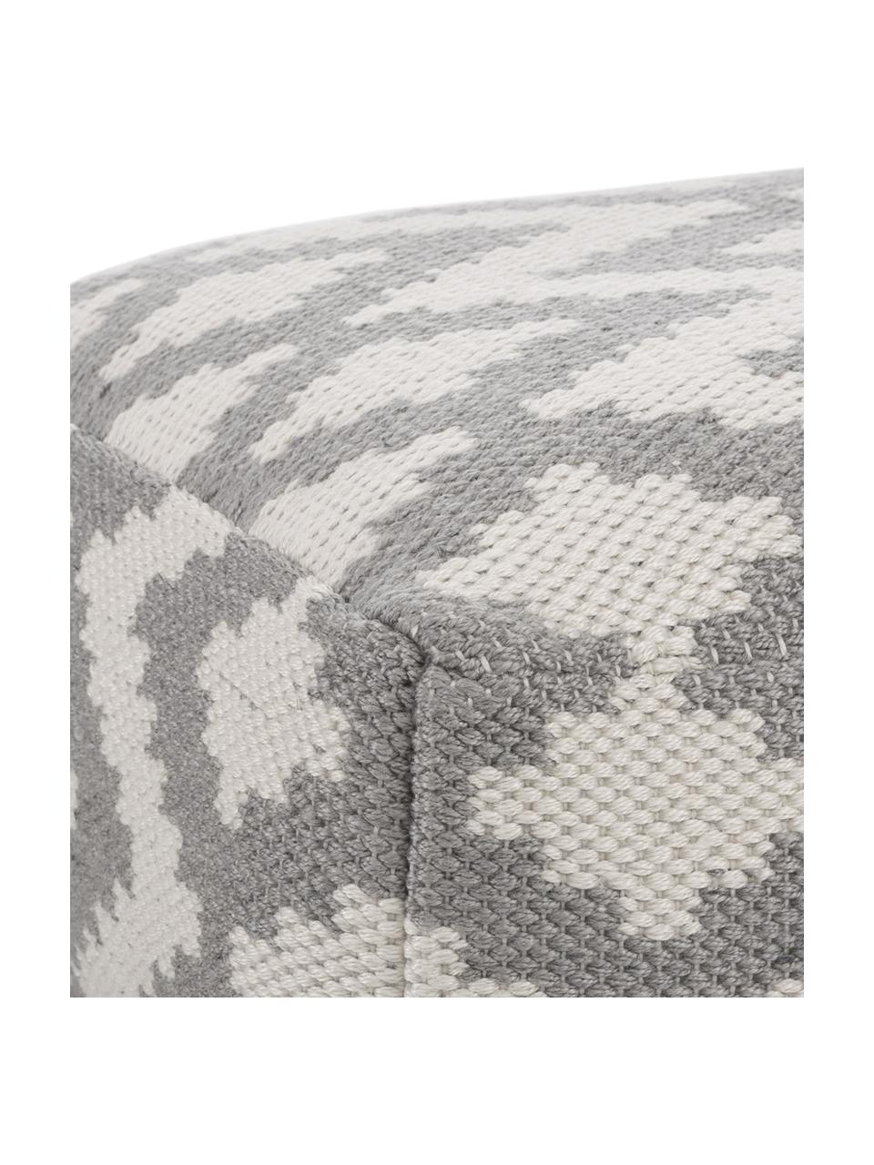 Ručne tkaný podlahový vankúš s etno vzorom Napua, Sivá, écru, Š 63 x V 30 cm