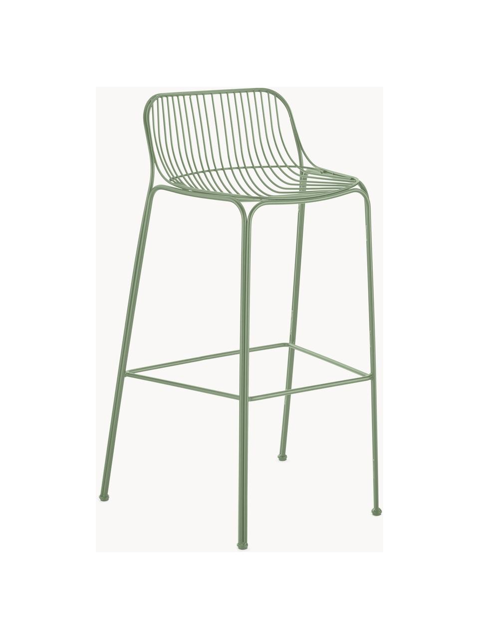 Zahradní barová židle Hiray, Pozinkovaná lakovaná ocel, Šalvějově zelená, Š 57 cm, V 96 cm