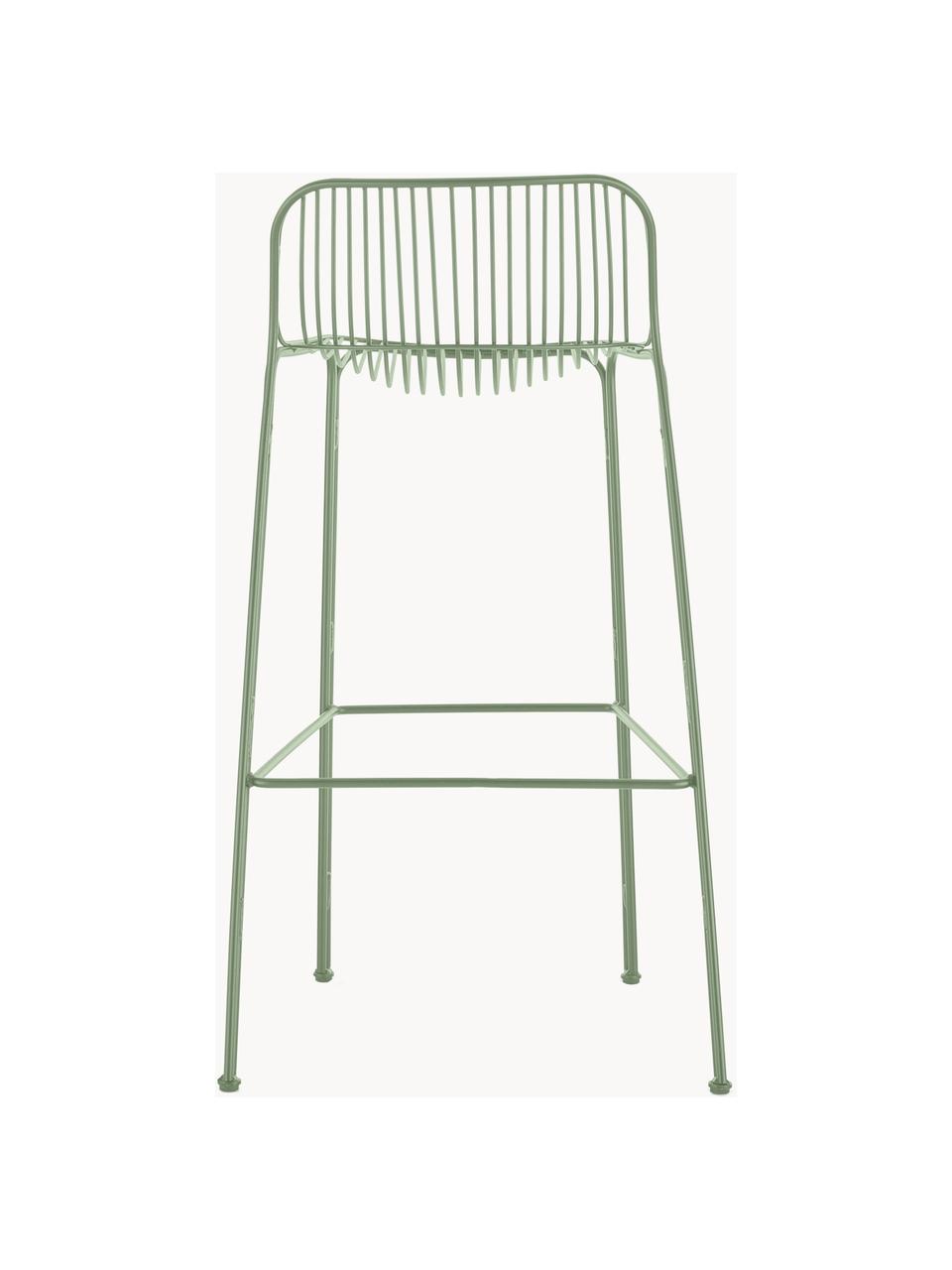 Ogrodowe krzesło barowe Hiray, Stal ocynkowana, lakierowana, Szałwiowy zielony, S 57 x W 96 cm