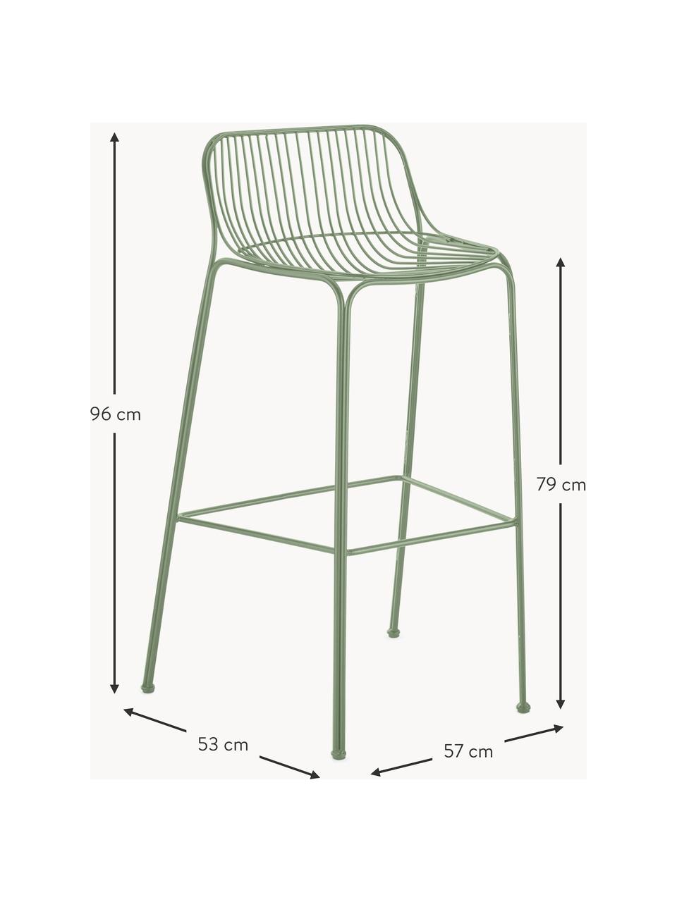 Garten-Barstuhl Hiray, Verzinkter Stahl, lackiert, Salbeigrün, B 57 x H 96 cm